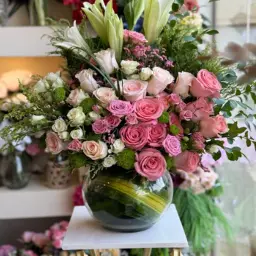 Vase with Shades of Pink Roses